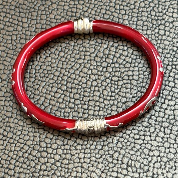 Milor Italy 925 Red Enamel bracelet and hoop earrings set - Picture 6 of 14